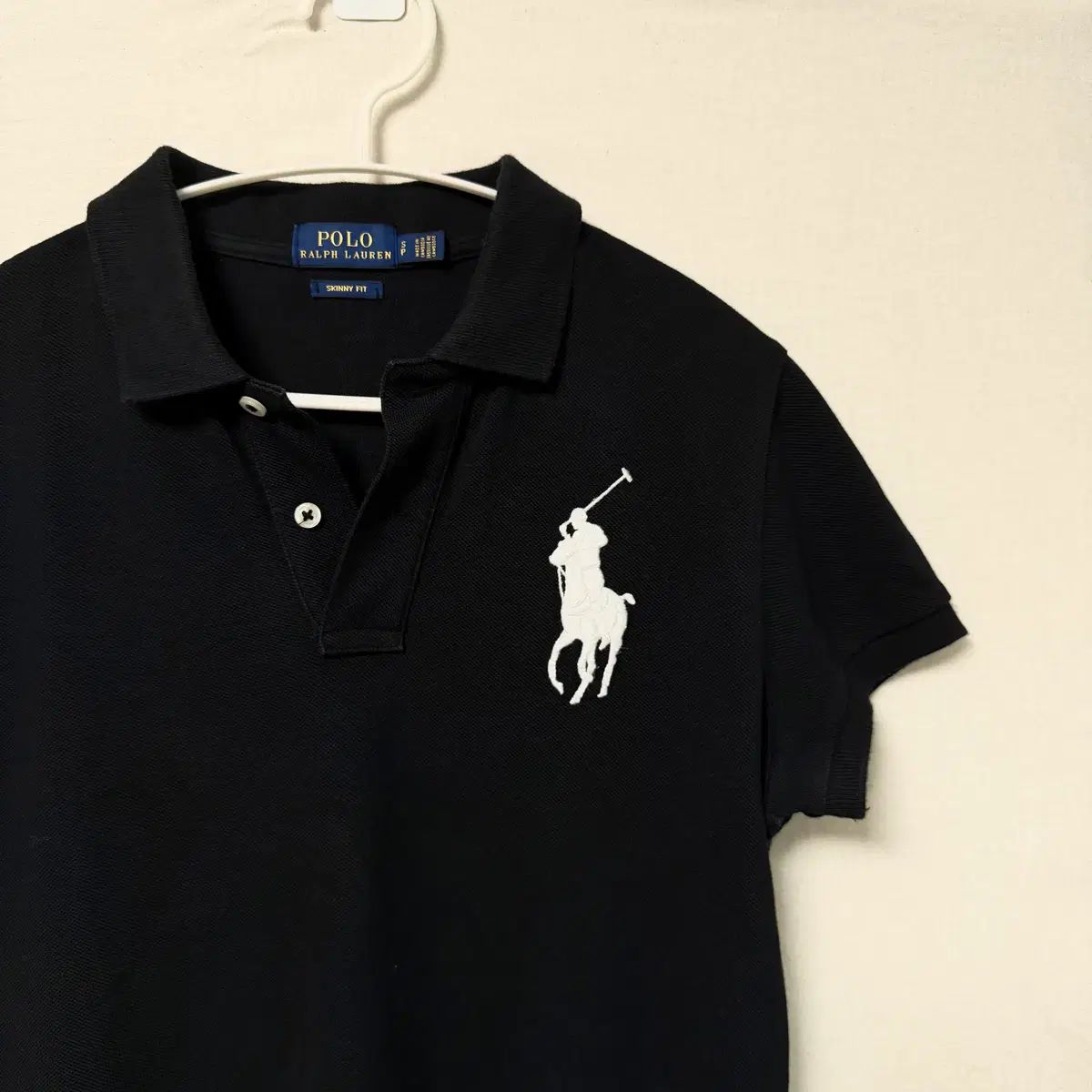 ポロ ラルフローレン ホワイト ビックポニー スキニーフィット 半袖 カラーTシャツ ブラック