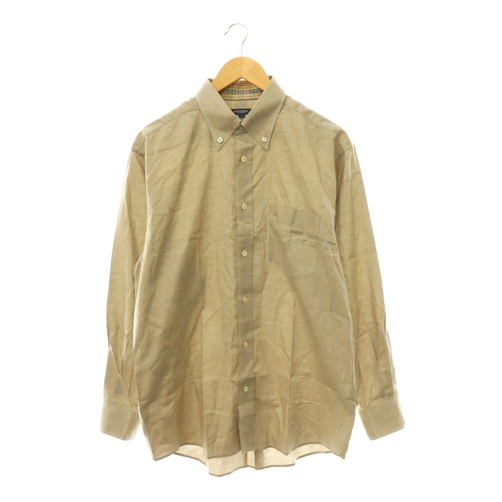 バーバリー ロンドン BURBERRY LONDON ボタンダウンシャツ 長袖 襟裏ノバチェック LL ベージュ /ES ■GY50