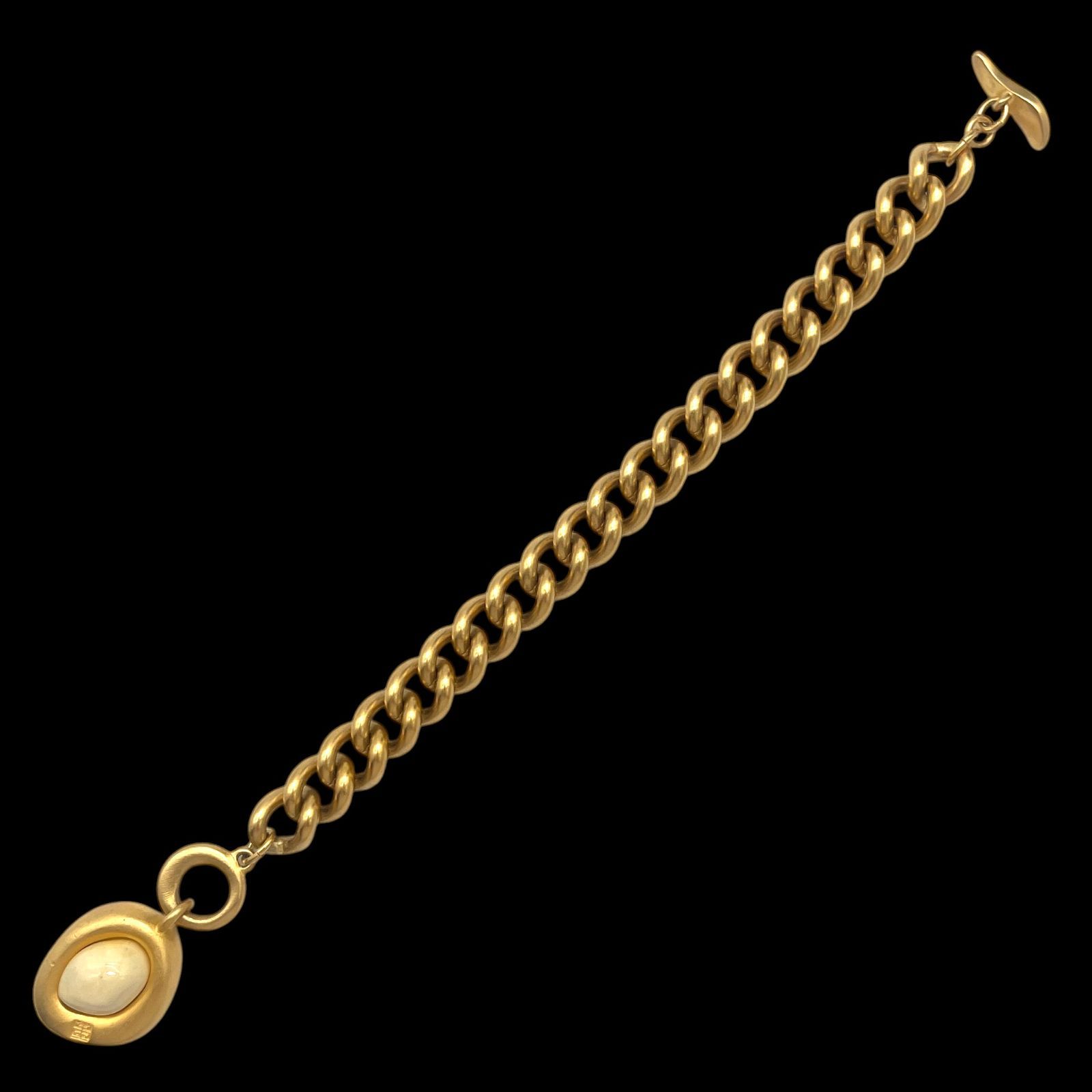 美品 GIVENCHY ジバンシー チェーンブレスレット 喜平 4Gロゴ 刻印 フェイクパール ゴールド トグル ヴィンテージ アクセサリー ジュエリー