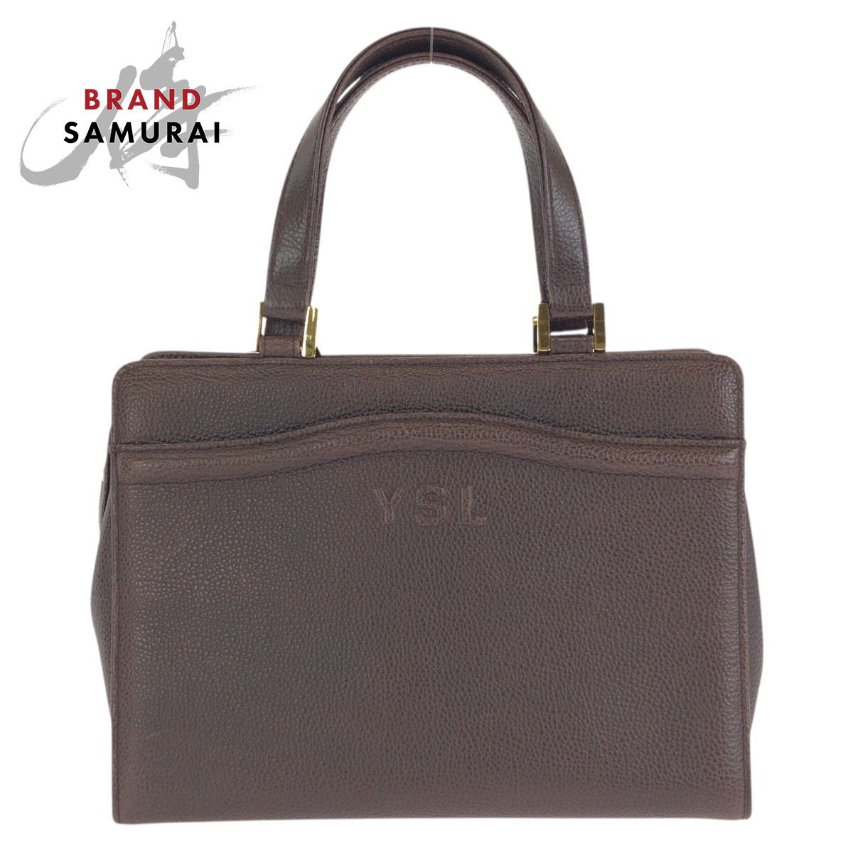 美品 YVES SAINT LAURENT イヴ サンローラン ヴィンテージ YSL ブラウン ゴールド金具 レザー ハンドバッグ レディース 603360【中古】 43,534円