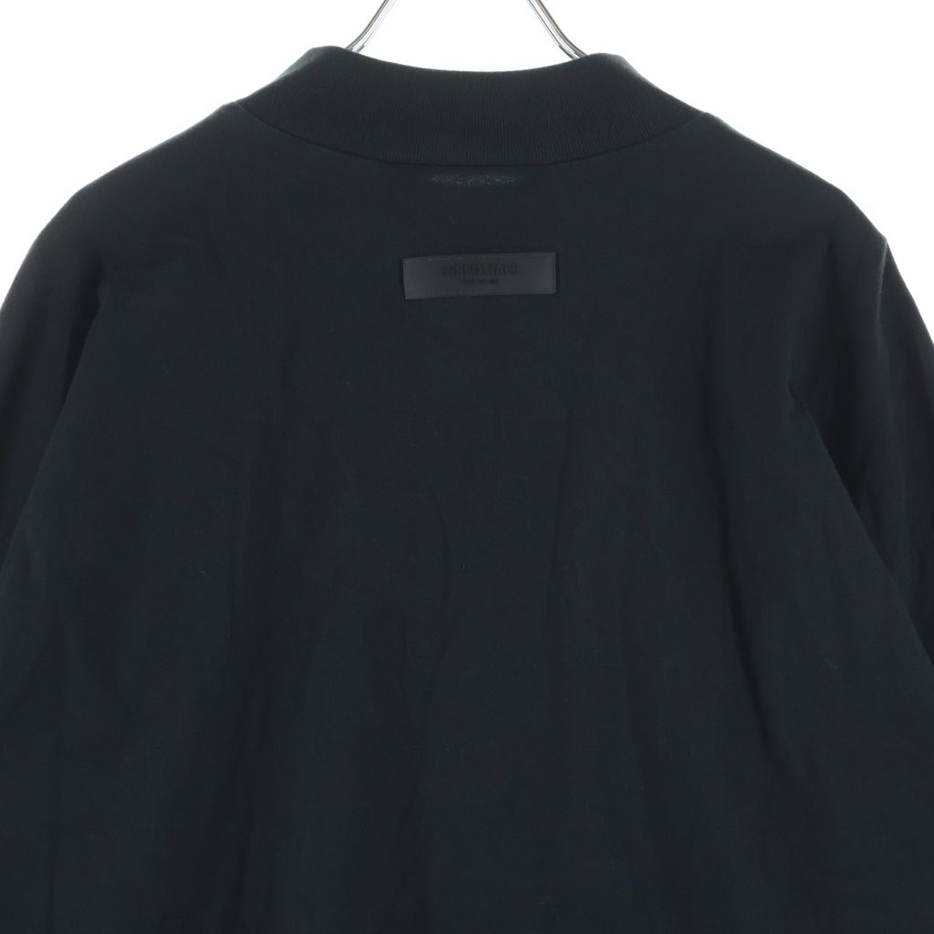 FEAR OF GOD ESSENTIALS (フィアオブゴッド エッセンシャルズ) Felt Logo Mockneck L/S T-Shirts フェルトロゴモックネックロングスリーブTシャツ モックネック長袖Tシャツ ブラック