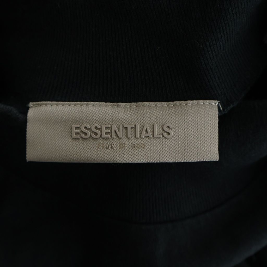 FEAR OF GOD ESSENTIALS (フィアオブゴッド エッセンシャルズ) Felt Logo Mockneck L/S T-Shirts フェルトロゴモックネックロングスリーブTシャツ モックネック長袖Tシャツ ブラック