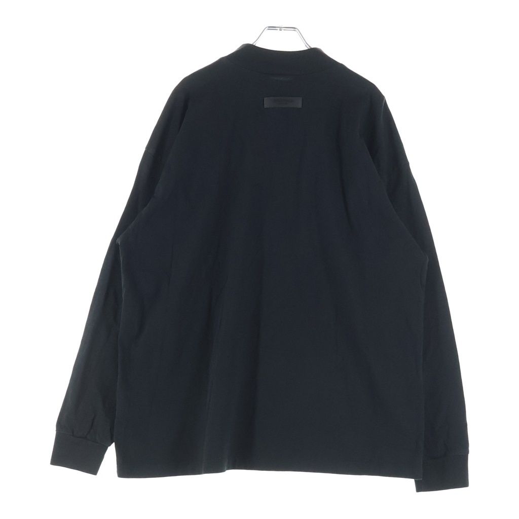 FEAR OF GOD ESSENTIALS (フィアオブゴッド エッセンシャルズ) Felt Logo Mockneck L/S T-Shirts フェルトロゴモックネックロングスリーブTシャツ モックネック長袖Tシャツ ブラック