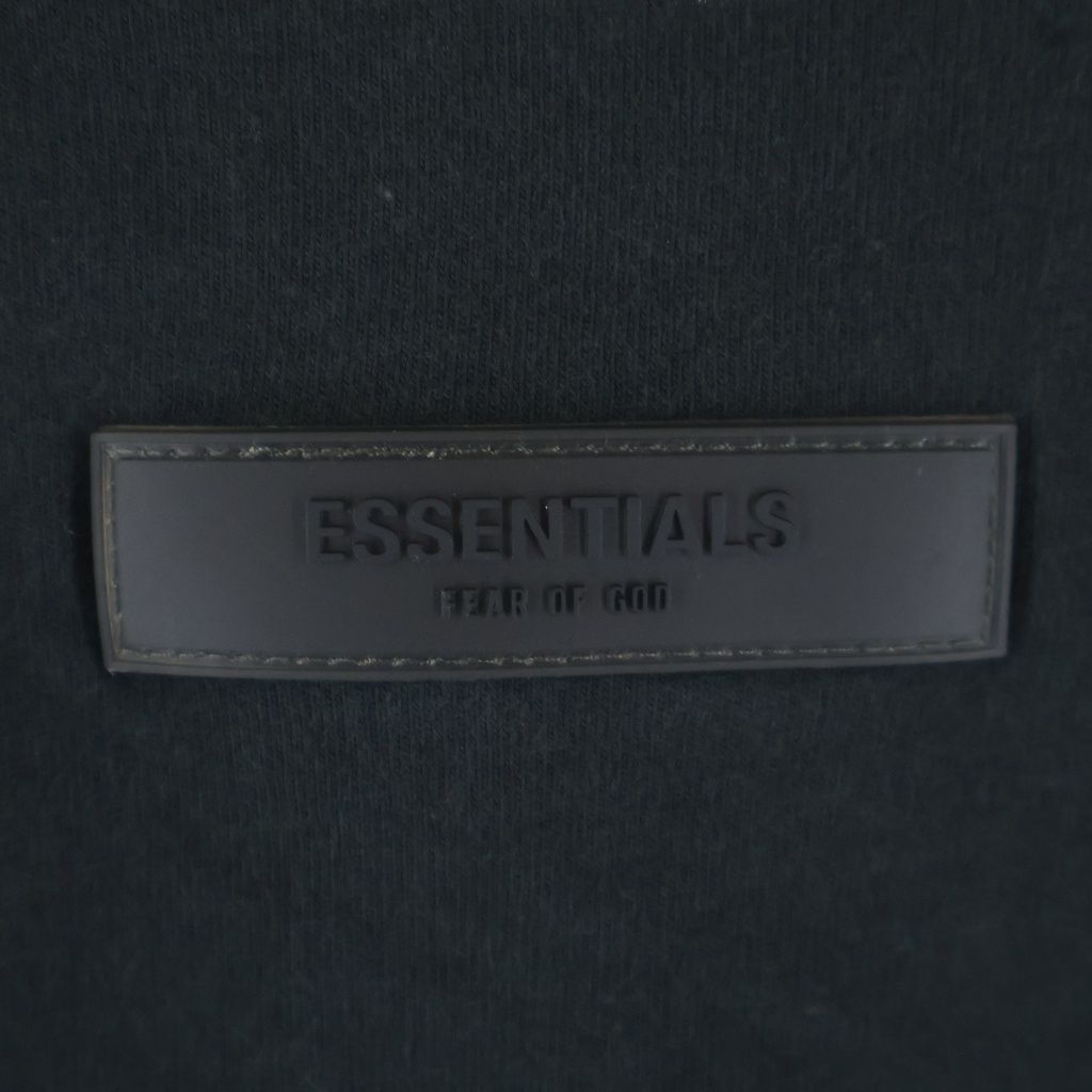 FEAR OF GOD ESSENTIALS (フィアオブゴッド エッセンシャルズ) Felt Logo Mockneck L/S T-Shirts フェルトロゴモックネックロングスリーブTシャツ モックネック長袖Tシャツ ブラック
