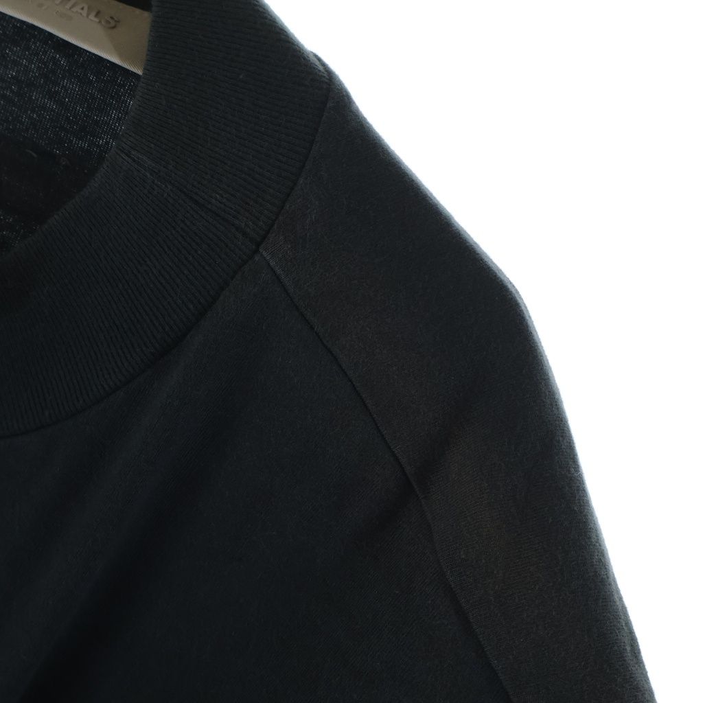 FEAR OF GOD ESSENTIALS (フィアオブゴッド エッセンシャルズ) Felt Logo Mockneck L/S T-Shirts フェルトロゴモックネックロングスリーブTシャツ モックネック長袖Tシャツ ブラック