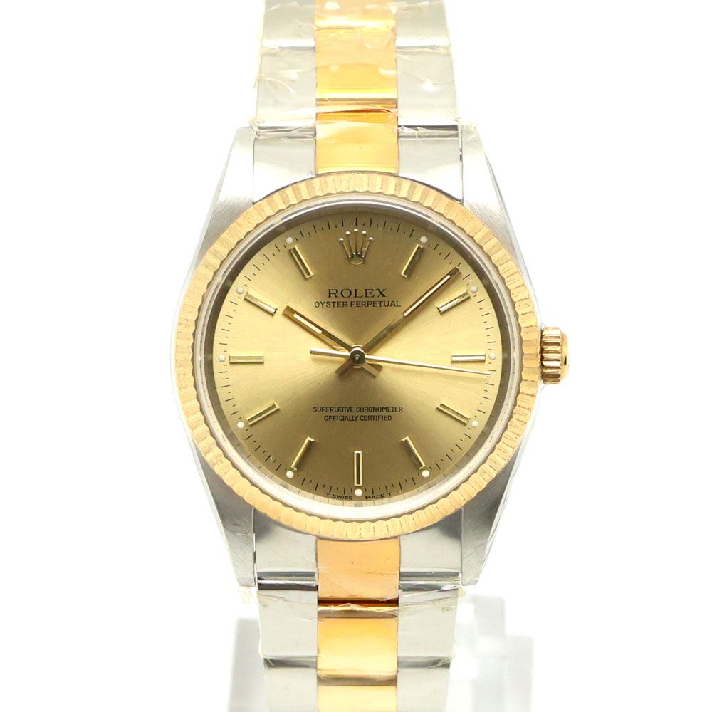 【楠本質店/元住吉】未使用（デッドストック）品　ロレックス　ROLEX　オイスターパーペチュアル　14233M　オイスターブレス　W番　シャンパン文字盤　SS/YG　自動巻　メンズ　腕時計【中古】