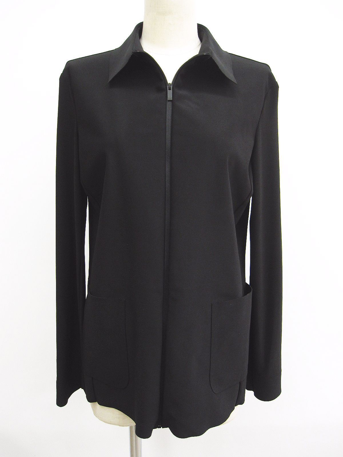 美品 Max Mara マックスマーラ ジャケット ジップアップ ストレッチ 黒 ブラック サイズM L0003-0711-2
