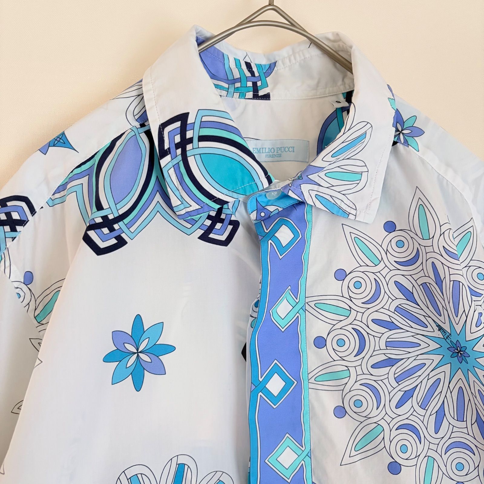 エミリオプッチ EMILIO PUCCI 長袖シャツ コットンシャツ 総柄 比翼