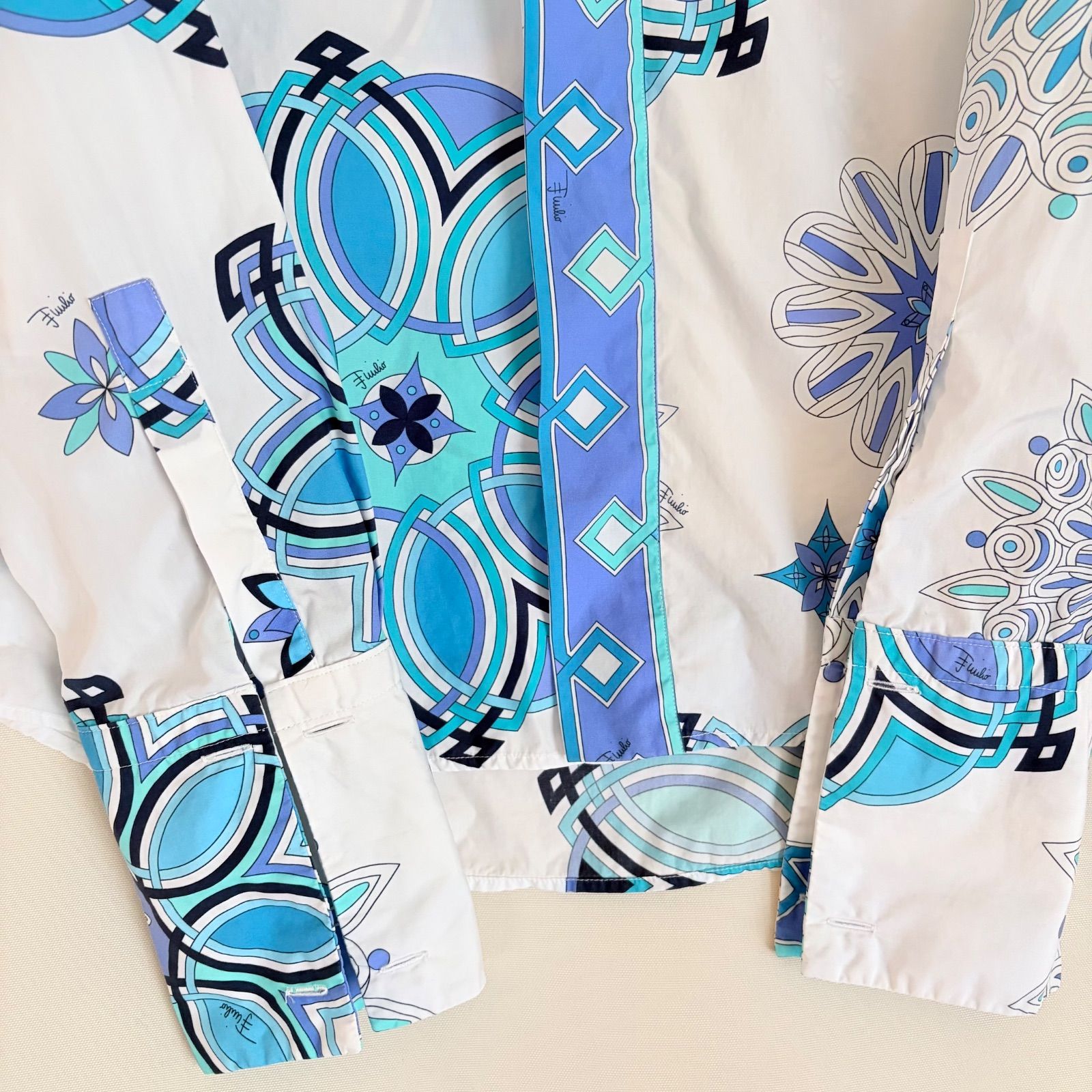 EMILIO PUCCI エミリオプッチ 長袖シャツ 総柄 プッチ柄　カフス付 エミリオプッチ EMILIO PUCCI 長袖シャツ コットンシャツ 総柄 比翼