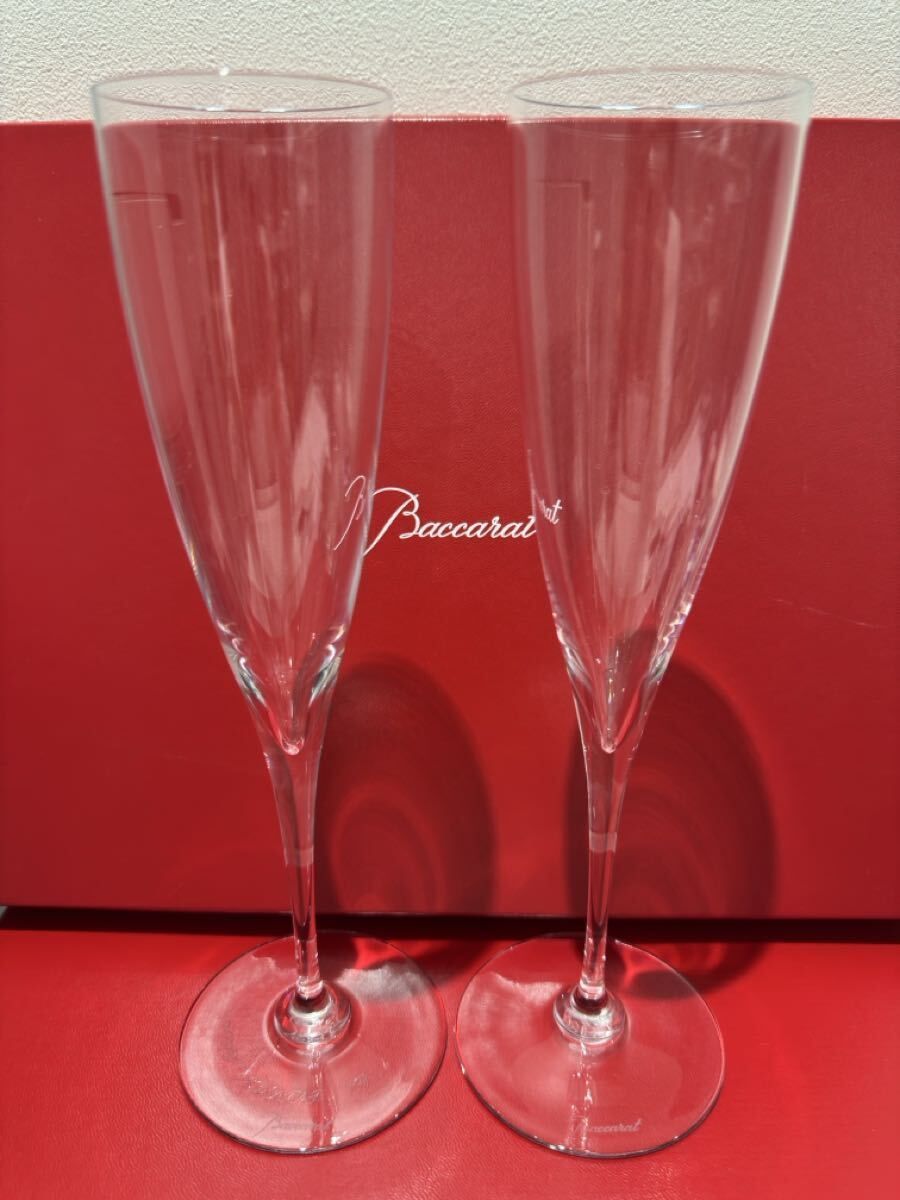 【未使用】Baccarat バカラ ペアシャンパングラス フルート ドンペリモデル DOM PERIGNON 1客に私的メッセージ入り 箱付き　S0904