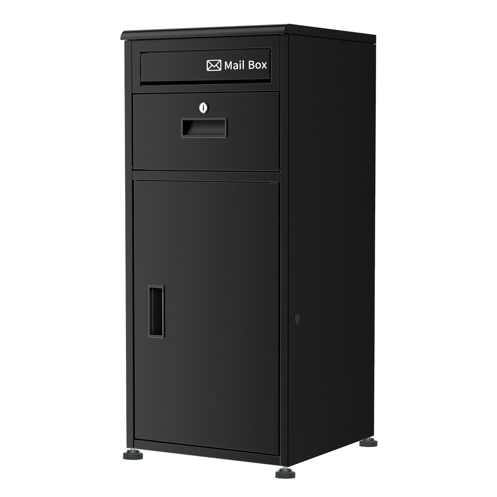 【日本企業】 宅配ボックス 宅配BOX 136L大容量 防水 複数投函可能 組立不要 2年保証 両開き 日本語説明書 盗難防止 郵便受け ポスト付き 屋外 戸建て用(ブラック)Ju