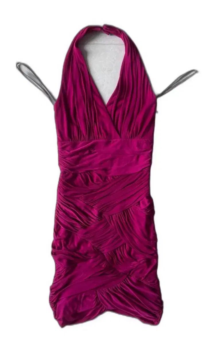 HALSTON ハルストン 正規品 シャーリング ホルターネック セクシードレス S