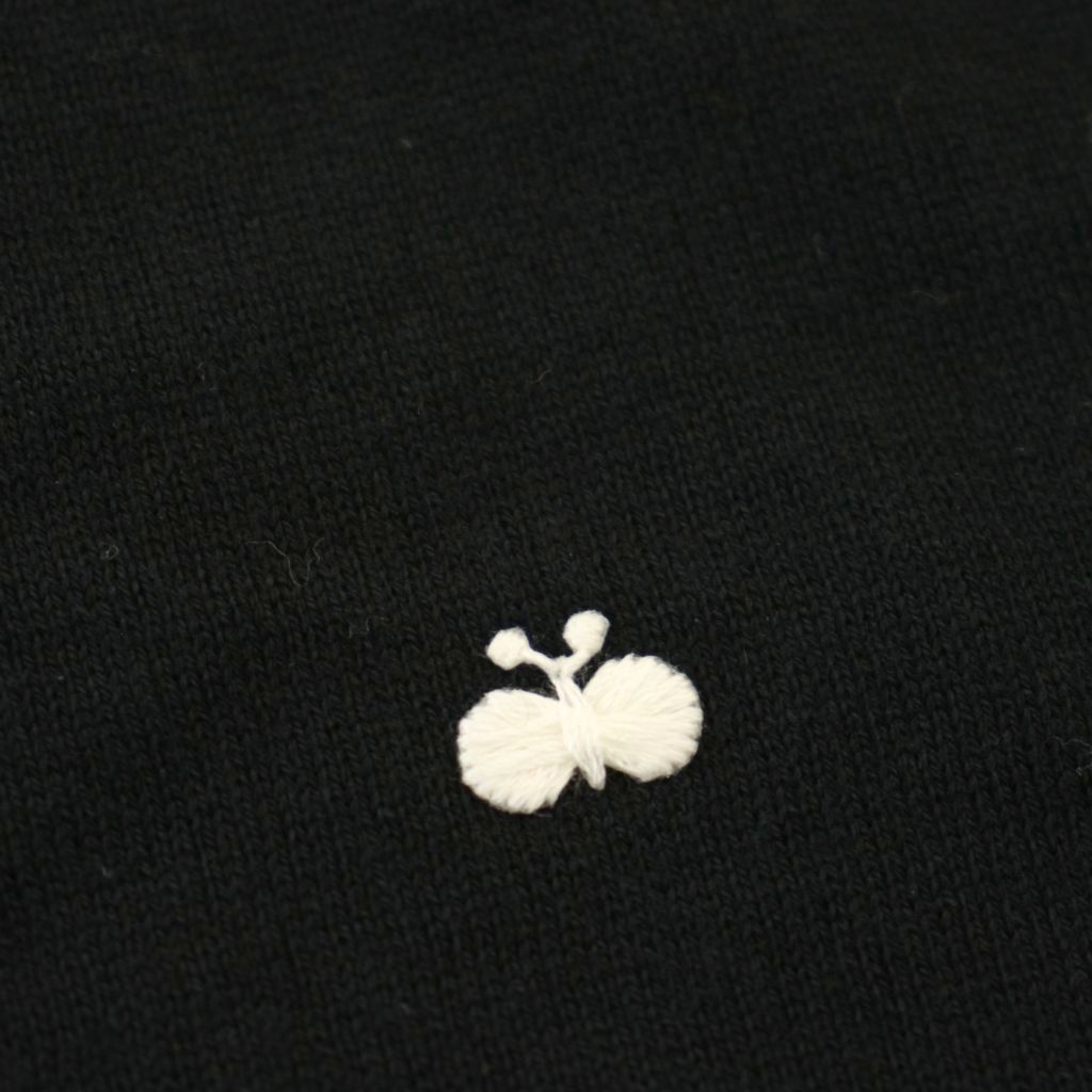 美品★ミナペルホネン　ニットポロ　ちょうちょ刺繍　コットン100% ミナペルホネン mina perhonen loma コットンニットポロシャツ 七分袖