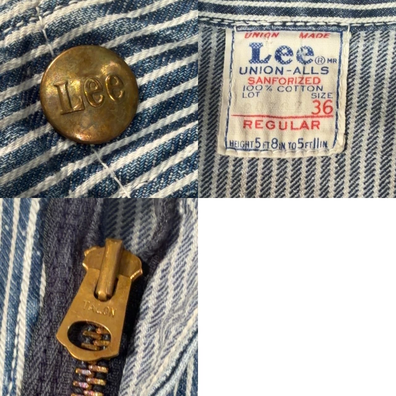 Lee リー UNION-ALLS ヒッコリーオールインワン USA製 36 ツナギ