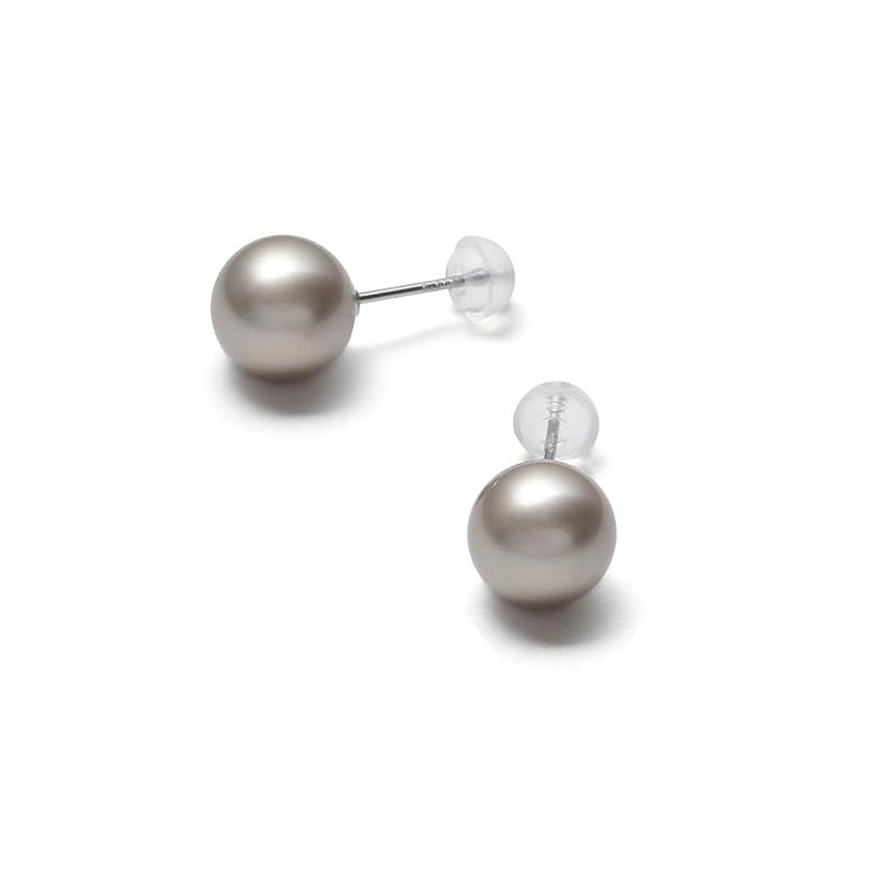 [VOTRE COUTURE] 高級国産 パールピアス 選べる４色 カラーパール 真珠 アッシュグレー プラチナ Pt 6mm ブランド10年保証