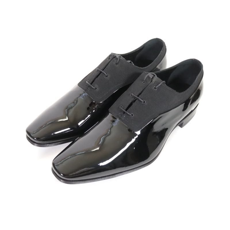 【新品】メンズ 27cm Dior HOMME ディオールオム 3DE007VOT ダービー ヴェルニ オットマン パテントレザー ドレスシューズ ブラック 箱付き