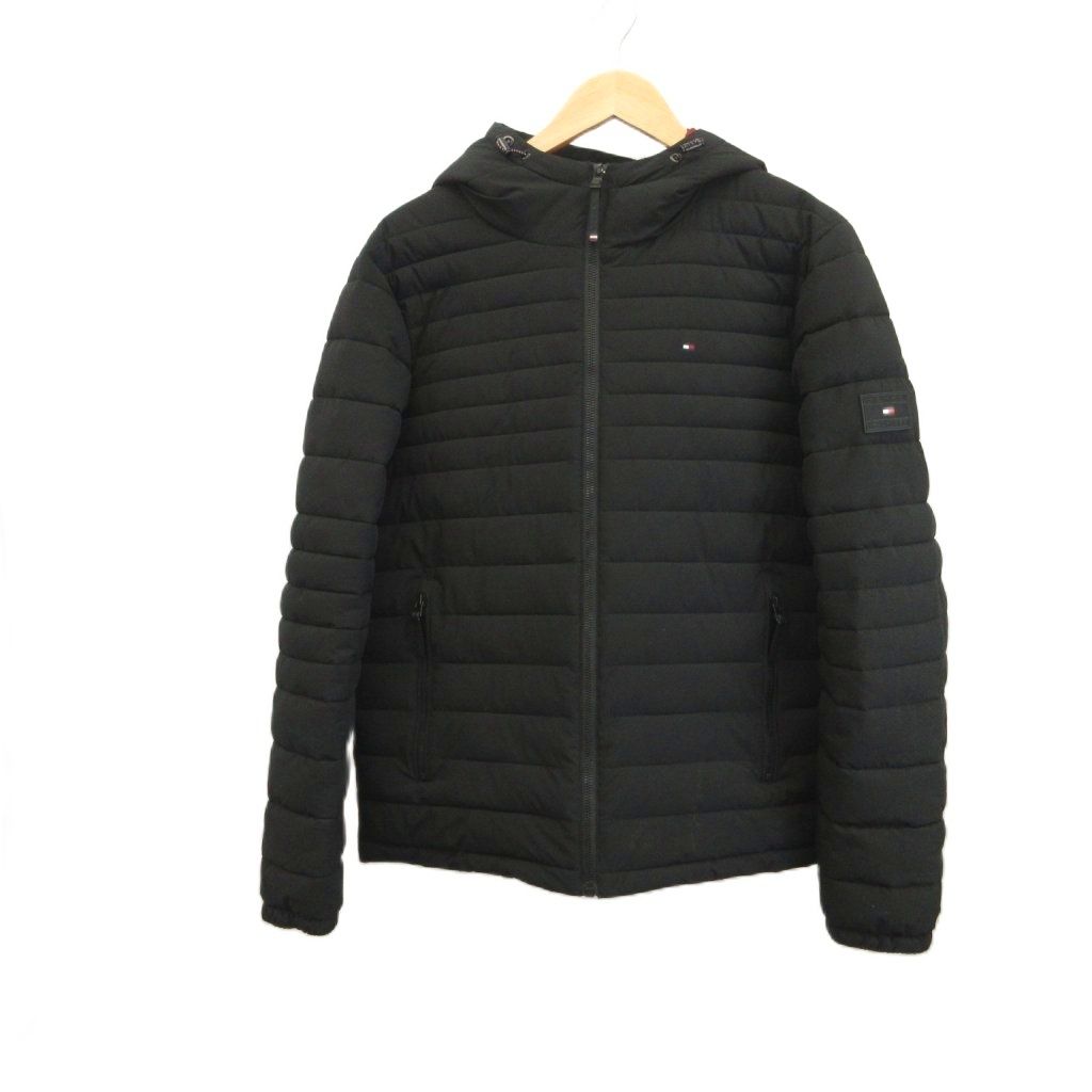 トミーヒルフィガー TOMMY HILFIGER キルティングジャケット 上着 M 黒 ブラック フード付き 長袖 ブルゾン ジャンパー /YU ■GY50