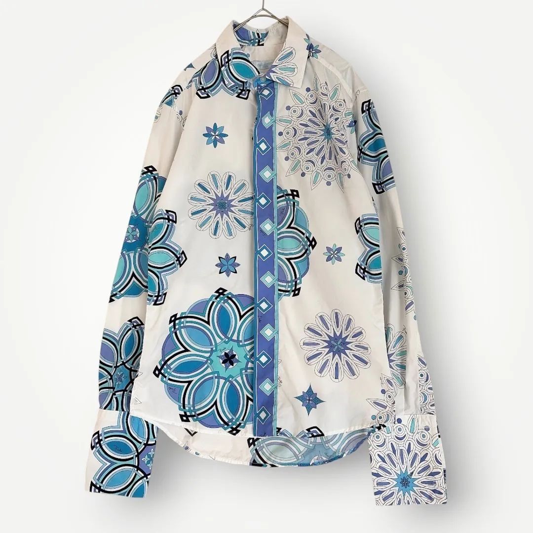 EMILIO PUCCI エミリオプッチ 長袖シャツ 総柄 プッチ柄　カフス付 エミリオプッチ EMILIO PUCCI 長袖シャツ コットンシャツ 総柄 比翼