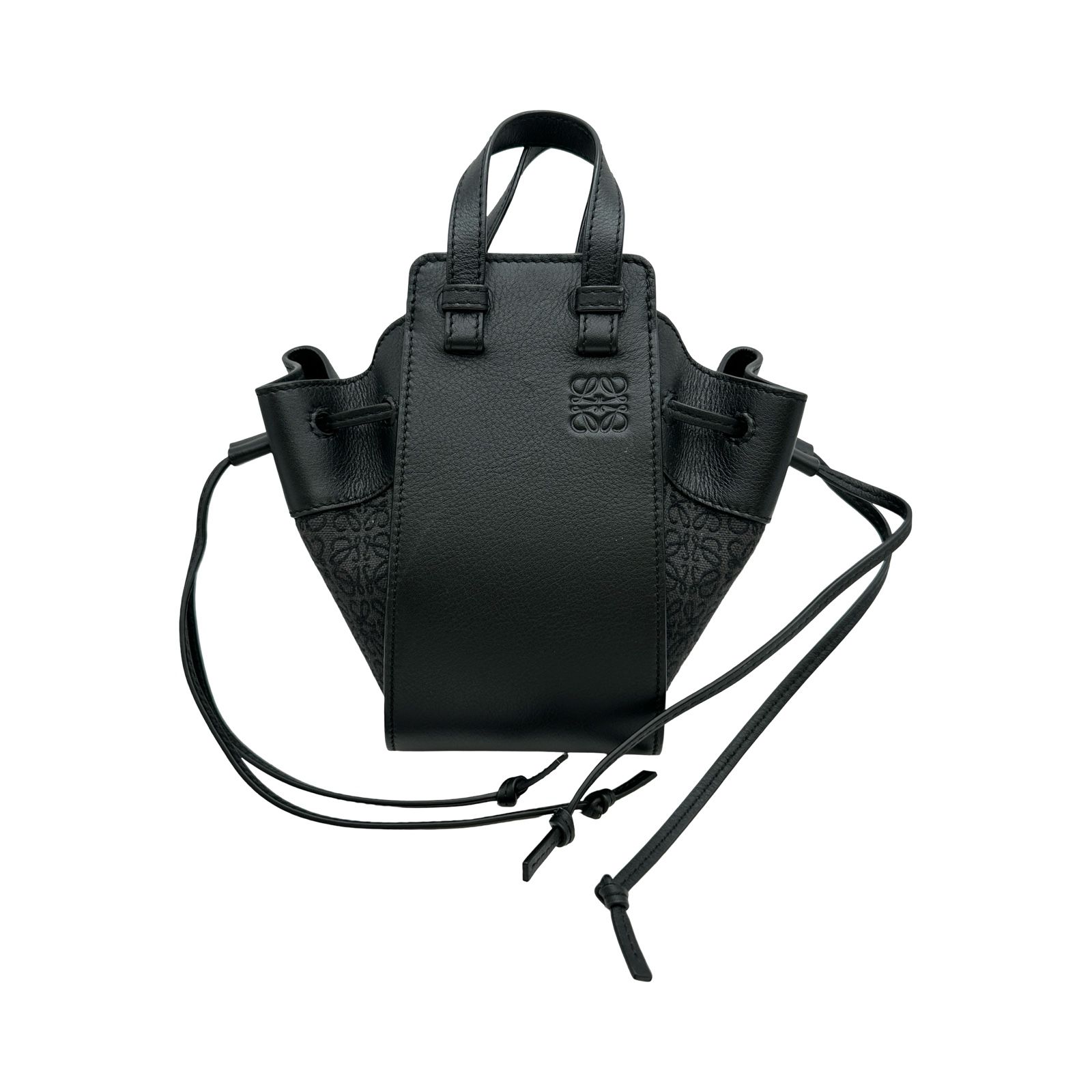 ロエベ LOEWE ハンモックミニ ブラック レザー/キャンバス レディース ショルダーバッグ