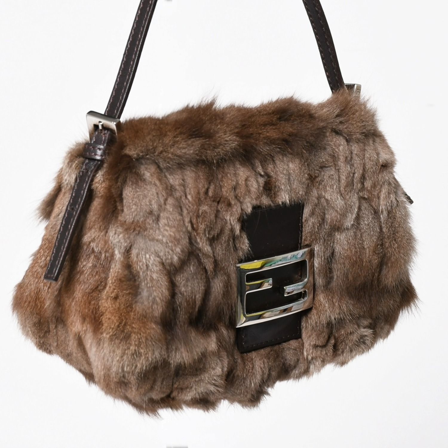 極美品 FENDI フェンディ マンマバケット ハンドバッグ 8BR180 ファー