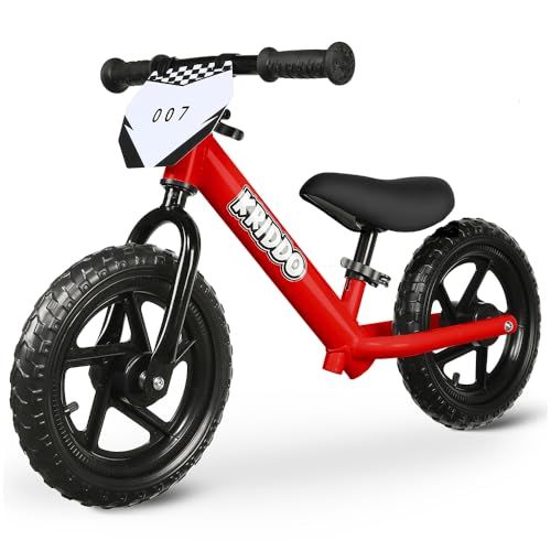 KRIDDO 幼児用 ペダルなし 自転車 24ヶ月～5歳向け 12インチ キックバイク バランス 高い安定性 カスタマイズプレート付き（ステッカー3セット付属）2～3歳 男の子・女の子用 ギフトバイク レッドJu 6,386円
