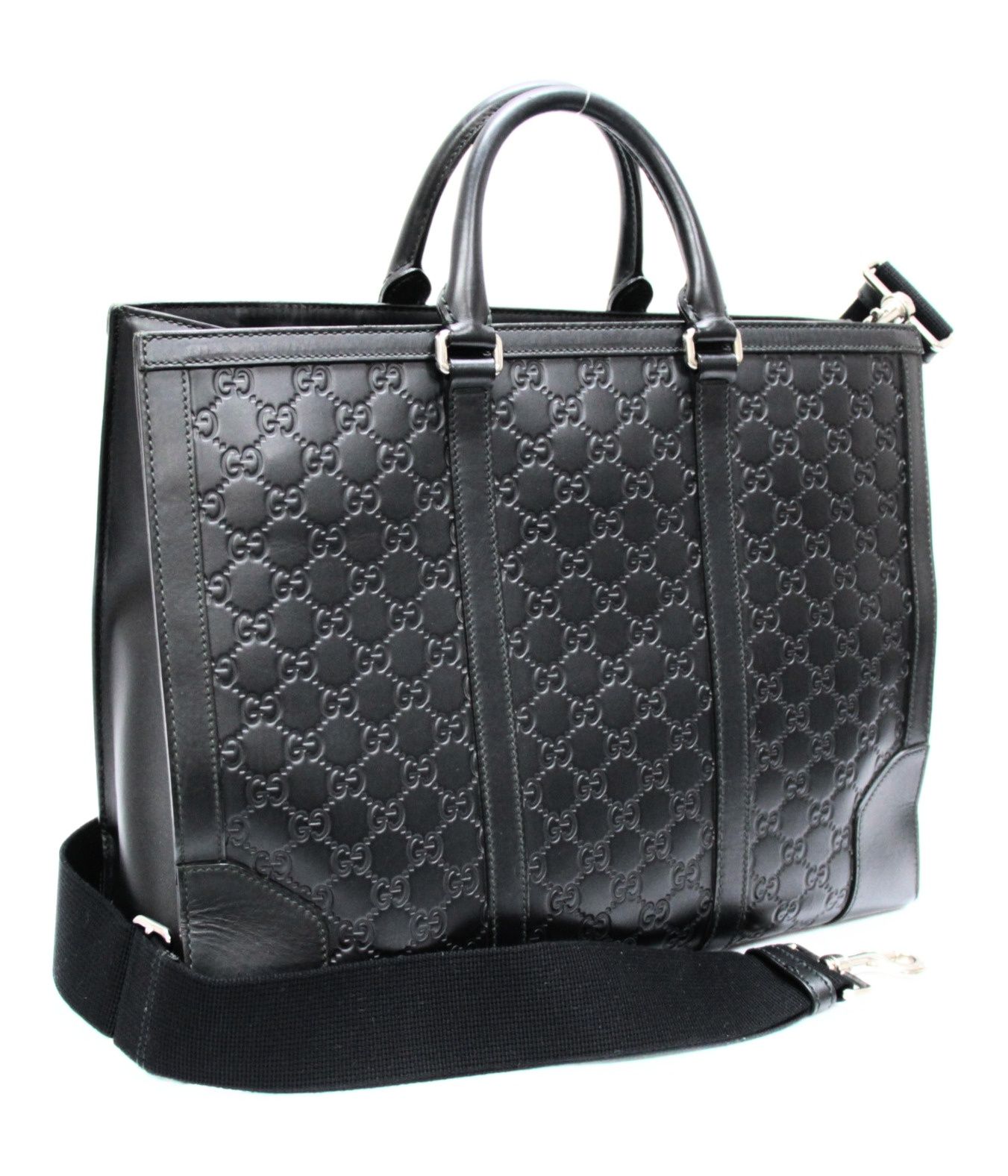 美品 GUCCI 2WAYトート ビジネスバッグ グッチシマ レザー 黒 428043