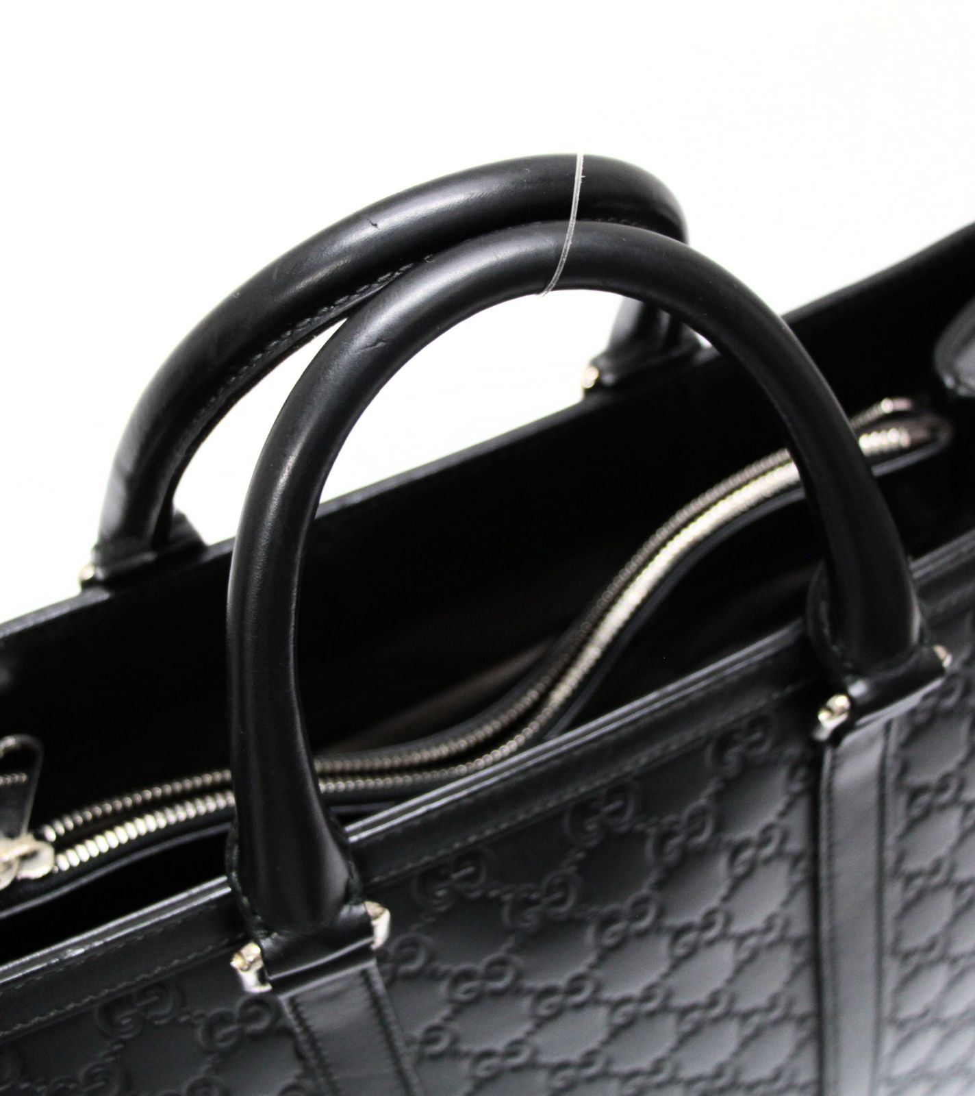 美品 GUCCI 2WAYトート ビジネスバッグ グッチシマ レザー 黒 428043