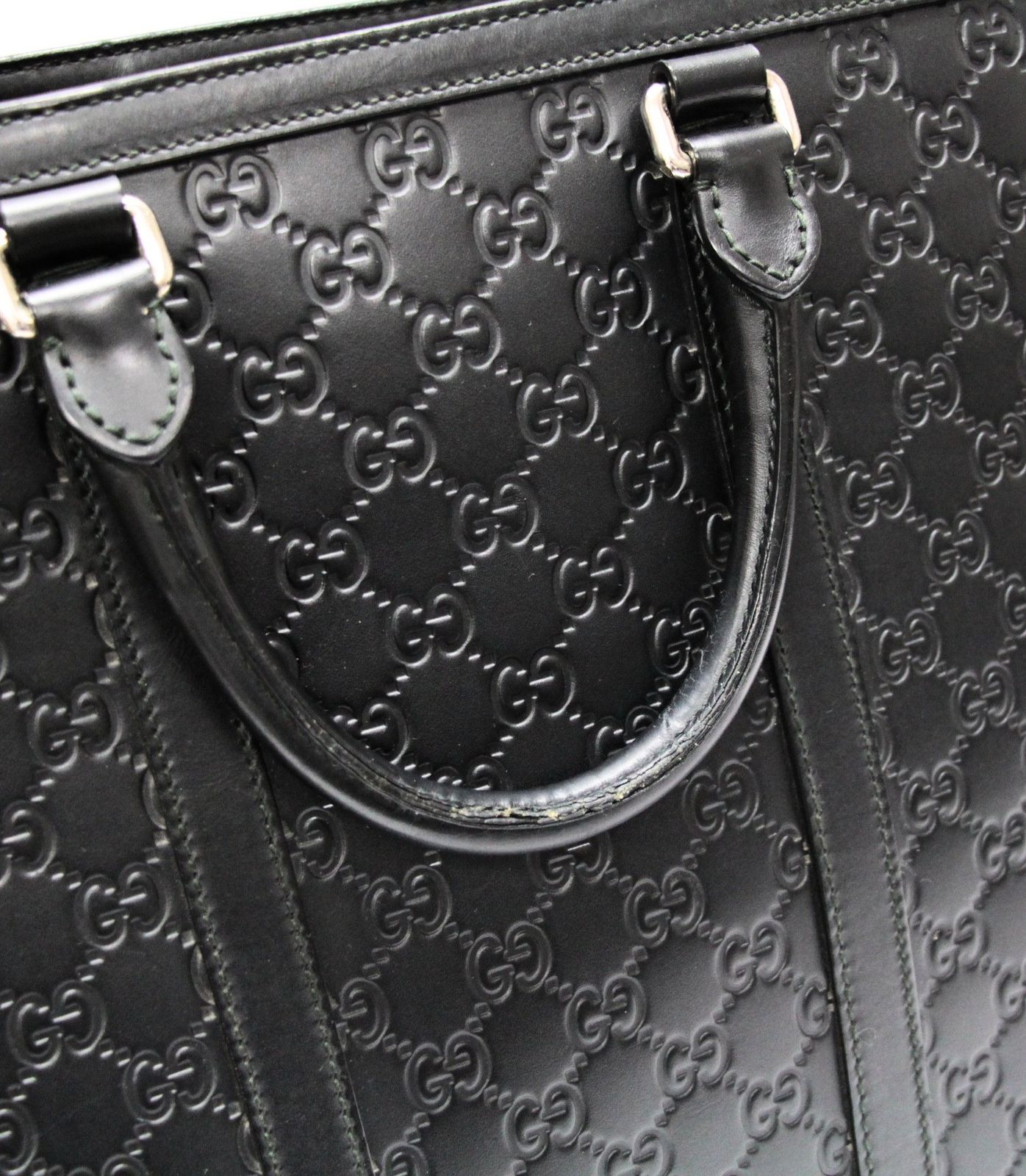 美品 GUCCI 2WAYトート ビジネスバッグ グッチシマ レザー 黒 428043