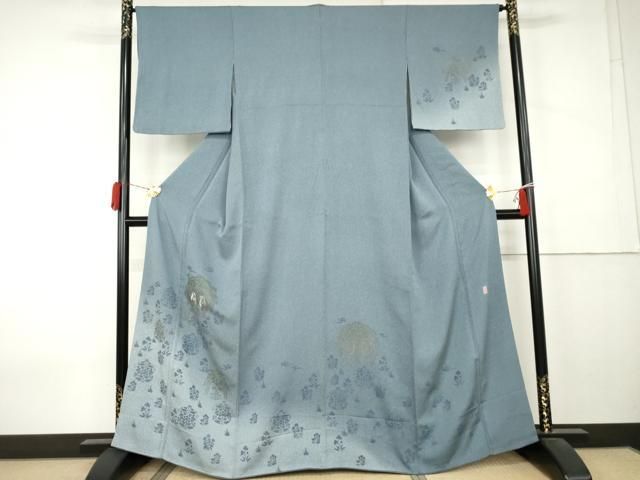 平和屋着物●京友禅　渥美博也　訪問着　刺繍　双鳥花文　暈し染め　金糸　正絹　逸品　AABK8578cs