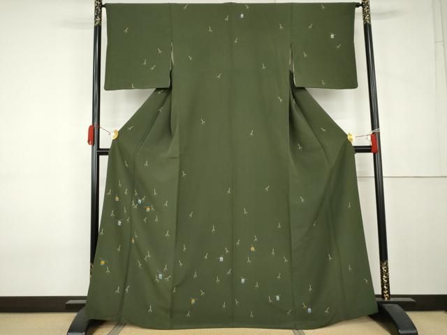 平和屋着物●訪問着　枝葉文　伊勢丹扱い　正絹　逸品　AABK8581cs