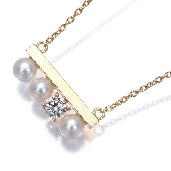 TASAKI タサキ ネックレス ベビー パール 真珠 3.7mm ダイヤ ダイヤモンド 0.13ct バランス プチ K18YG #196939 149,000円