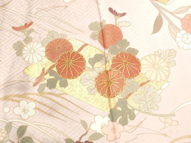 平和屋着物○十日町老舗ブランド 吉澤友禅 吾妻徳穂 訪問着 駒刺繍 花