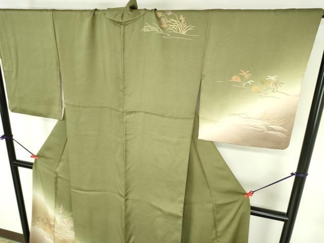 平和屋着物●訪問着　刺繍　草花　暈し染め　金彩　正絹　逸品　DABH0857op