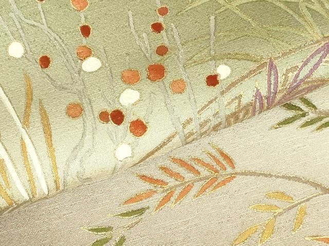 平和屋着物●訪問着　刺繍　草花　暈し染め　金彩　正絹　逸品　DABH0857op