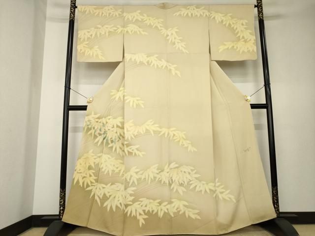 平和屋着物●国際的オートクチュール　デザイナー　君島一郎　KIMIJIMA　訪問着　刺繍　笹　暈し染め　さが美扱い　正絹　逸品　AABK7383ck