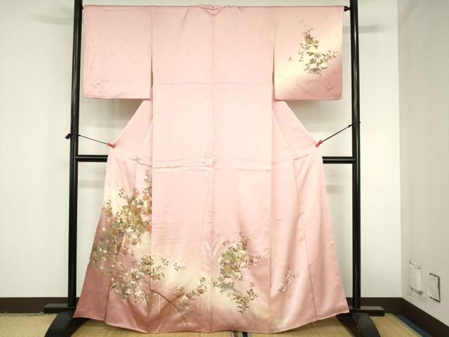 平和屋着物●訪問着　地紙流水花文　暈し染め　金彩　正絹　逸品　DABH0860op