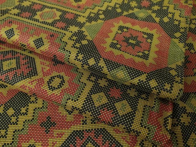 平和屋着物●本場大島紬　7マルキ　幾何学文様　正絹　逸品　AABK7389ck