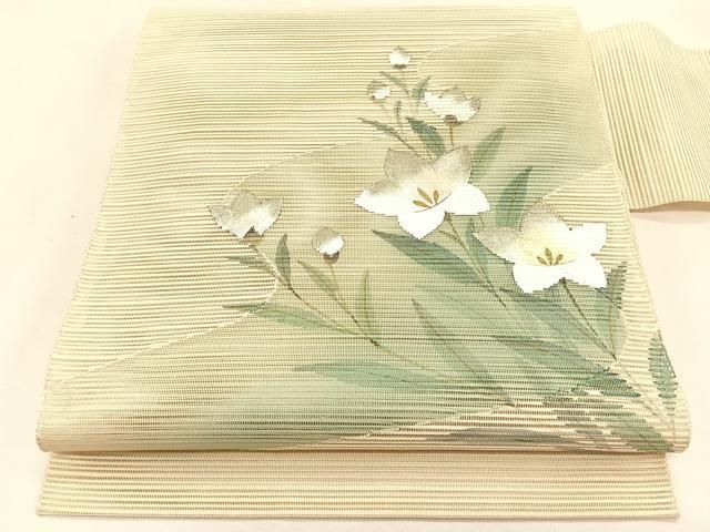 平和屋着物＊夏物　八寸名古屋帯　作家物　絽綴れ　桔梗　金銀彩　正絹　逸品　CABK1215fb