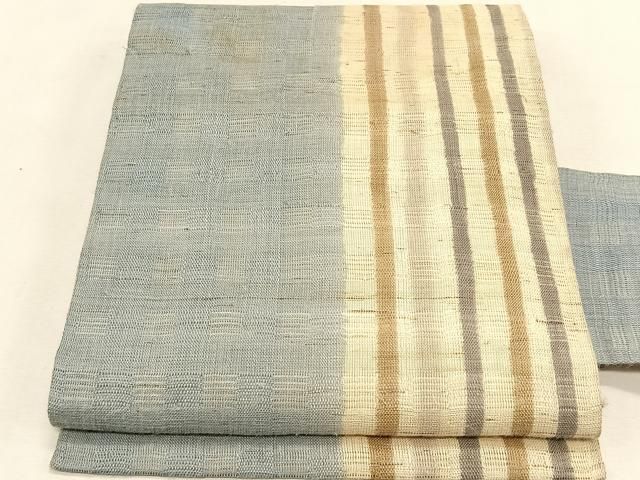 平和屋着物*夏物 九寸名古屋帯 花倉織 間道 麻 逸品 CABK1217fb