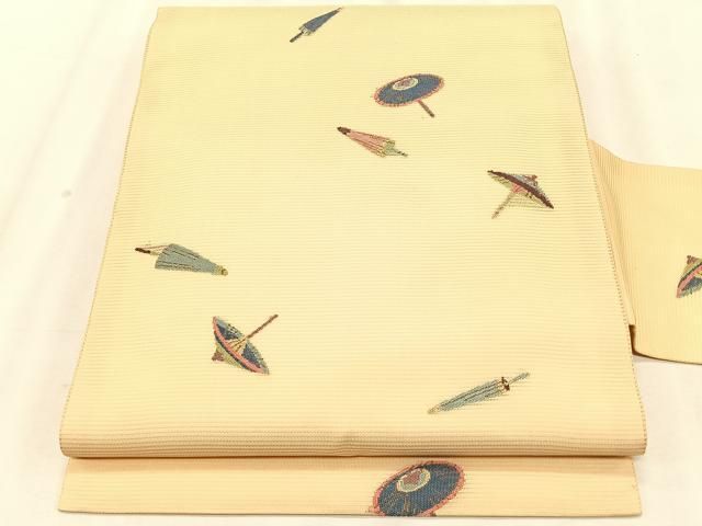 平和屋着物＊夏物　九寸名古屋帯　番傘　正絹　逸品　CABK1230fb