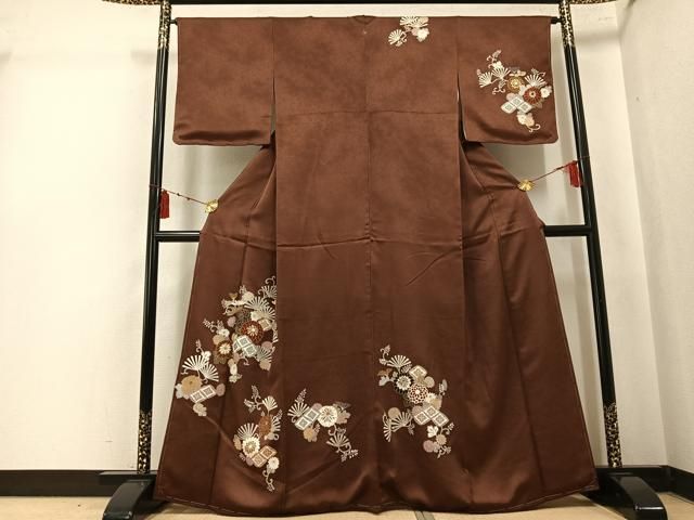 平和屋着物●訪問着　草花文　金彩　正絹　逸品　AABK7089ph