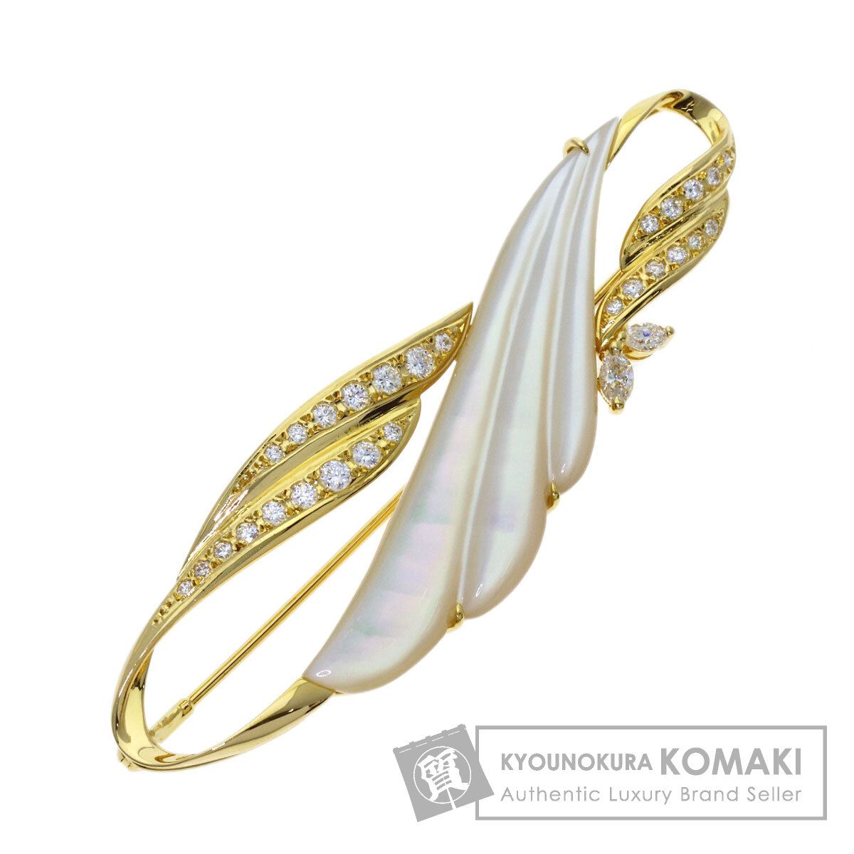 MIKIMOTO ミキモト シェル ダイヤモンド ブローチ K18YG レディース [中古]