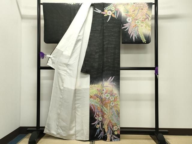 平和屋着物○吉乃一廉 幻の辻が花 訪問着 絞り 暈し染め 黒地 銀通し地