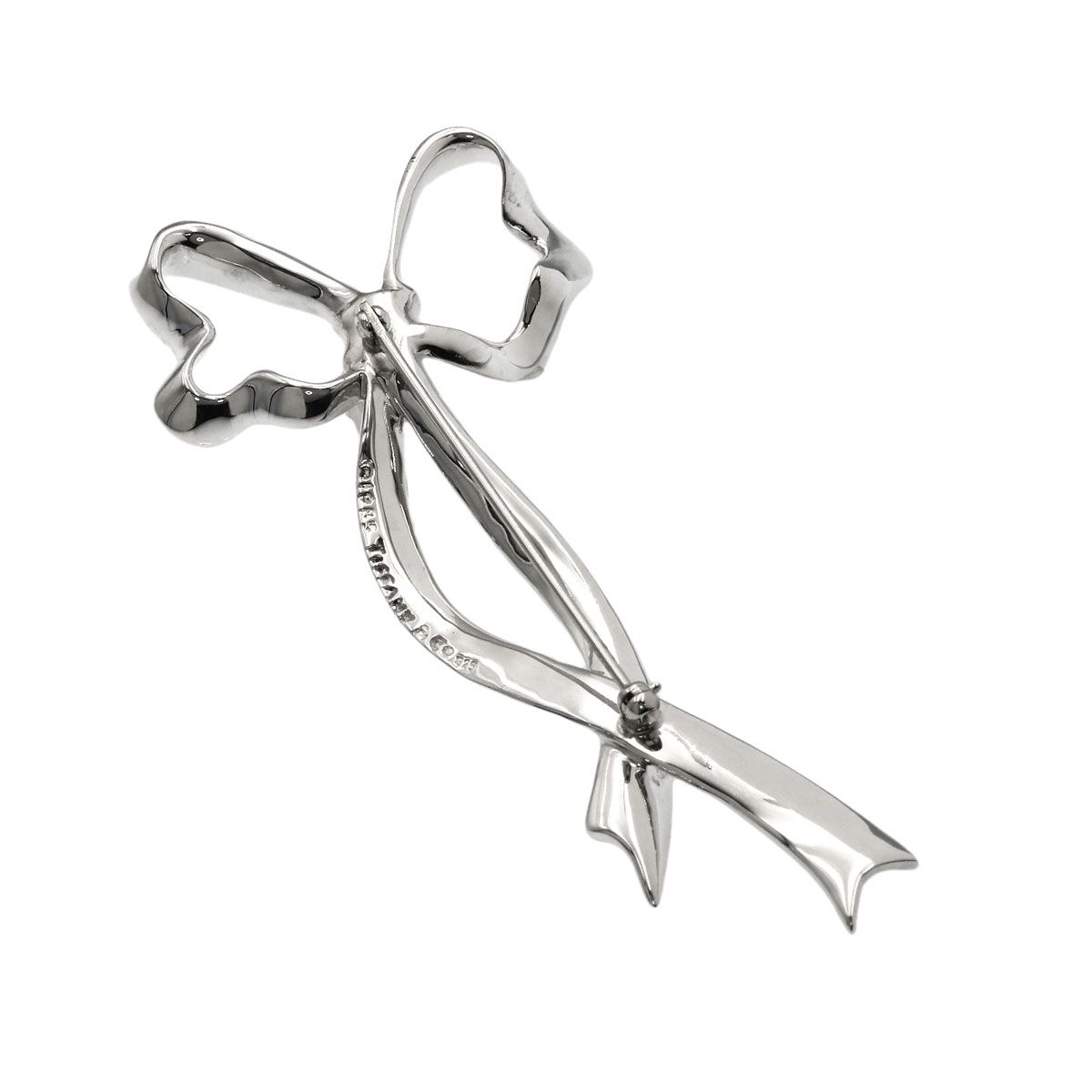 TIFFANY&Co. ティファニー リボン モチーフ ブローチ SV レディース