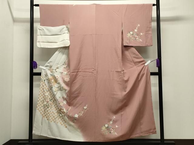平和屋着物●訪問着　雪輪重ね花車文　暈し染め　金彩　正絹　逸品　CABI1102gh