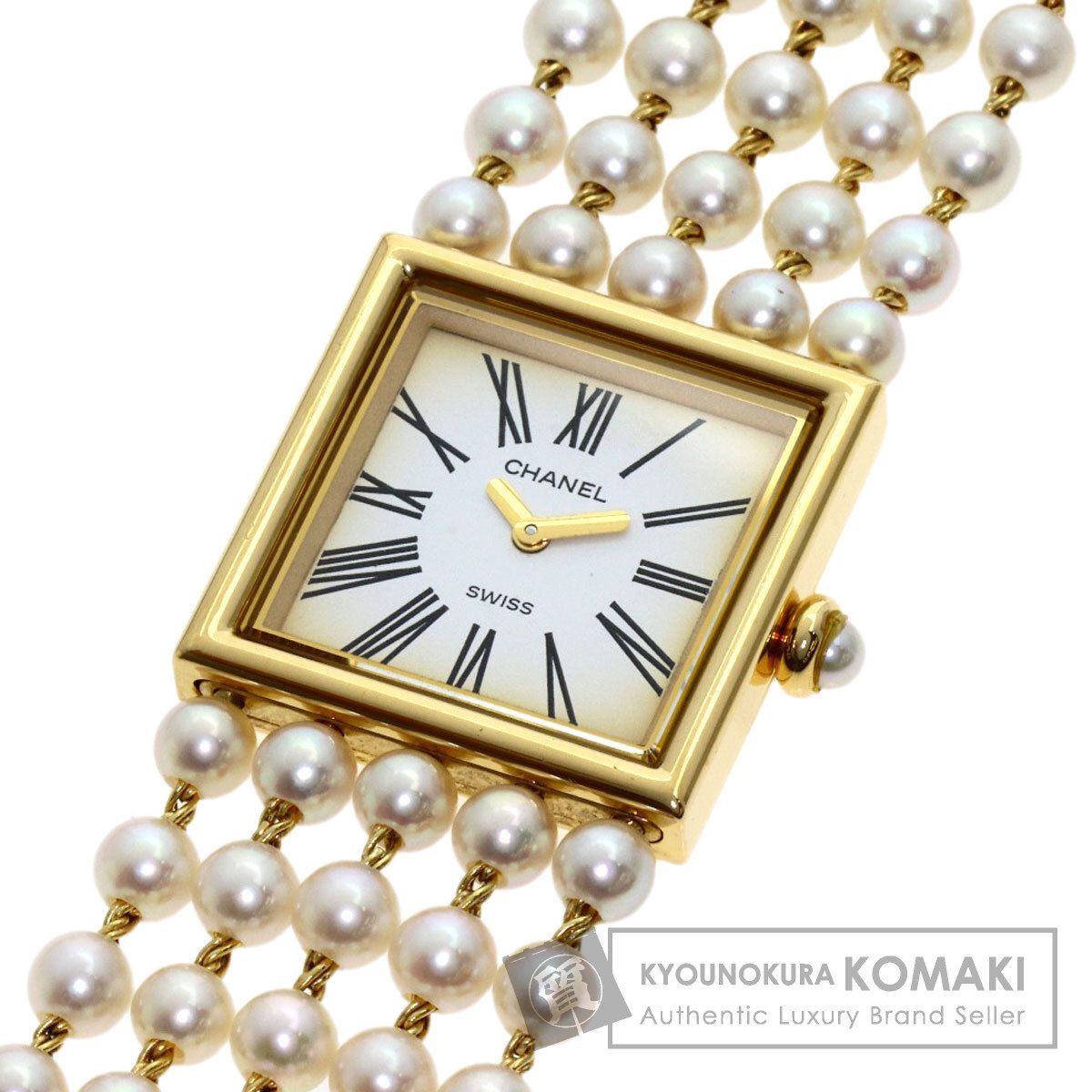 CHANEL シャネル H0007 マドモアゼル パール 真珠 腕時計 K18YG パール レディース [中古]