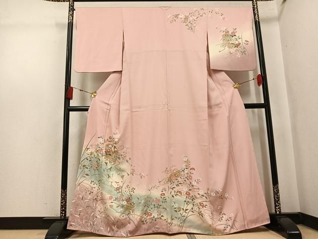 平和屋着物●訪問着　貝桶花筏文　暈し染め　金彩　正絹　逸品　AABK7044ph