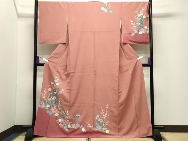 平和屋着物●十日町友禅作家　岡村蒼風　訪問着　草花文　暈し染め　ロング丈　正絹　逸品　CABI1117gh 33,800円