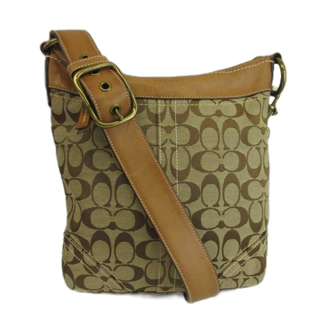コーチ COACH ショルダーバッグ キャンバス レザー シグネチャー ロゴ ベージュ 10403 /XZ ■GY18