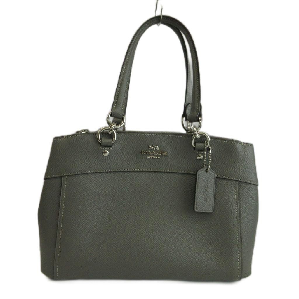 コーチ COACH ブルック キャリーオール ハンドバッグ ショルダー 2WAY 牛革 クロスグレーンレザー ロゴ シルバー金具 グレー F25395 /XZ ■GY18